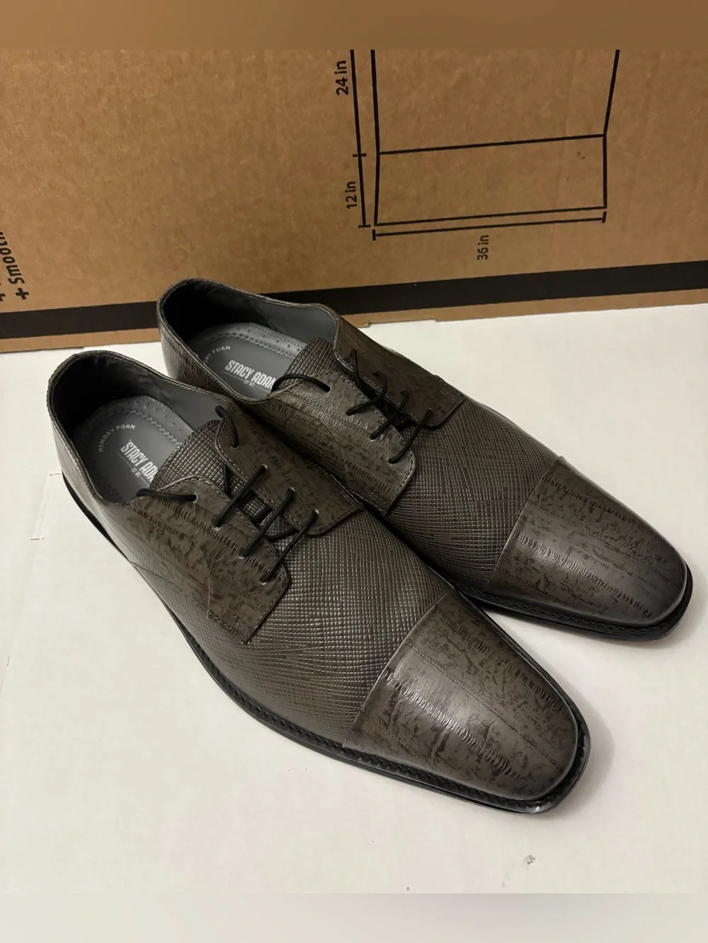 Stacy Adams Mens Size 14W Olive Oxfords Printed Cow Leather